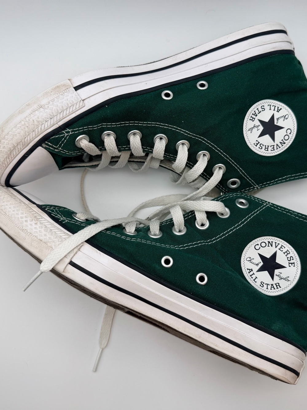 Converse High Top Sneakers — Dark Green & White